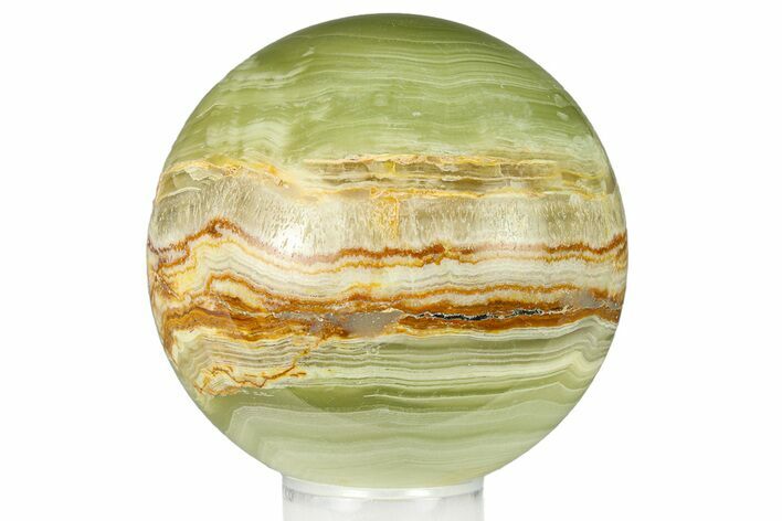 Polished Green Banded Calcite Sphere - Pakistan #301472